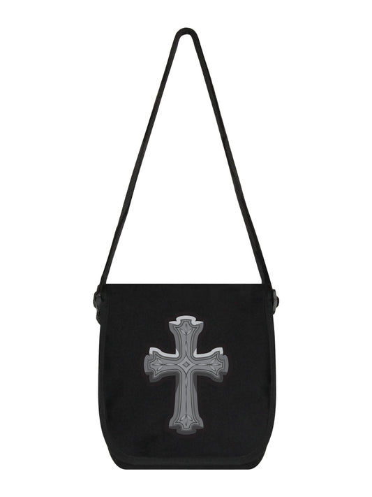 Gothic Cross Black Mini Messenger Bag