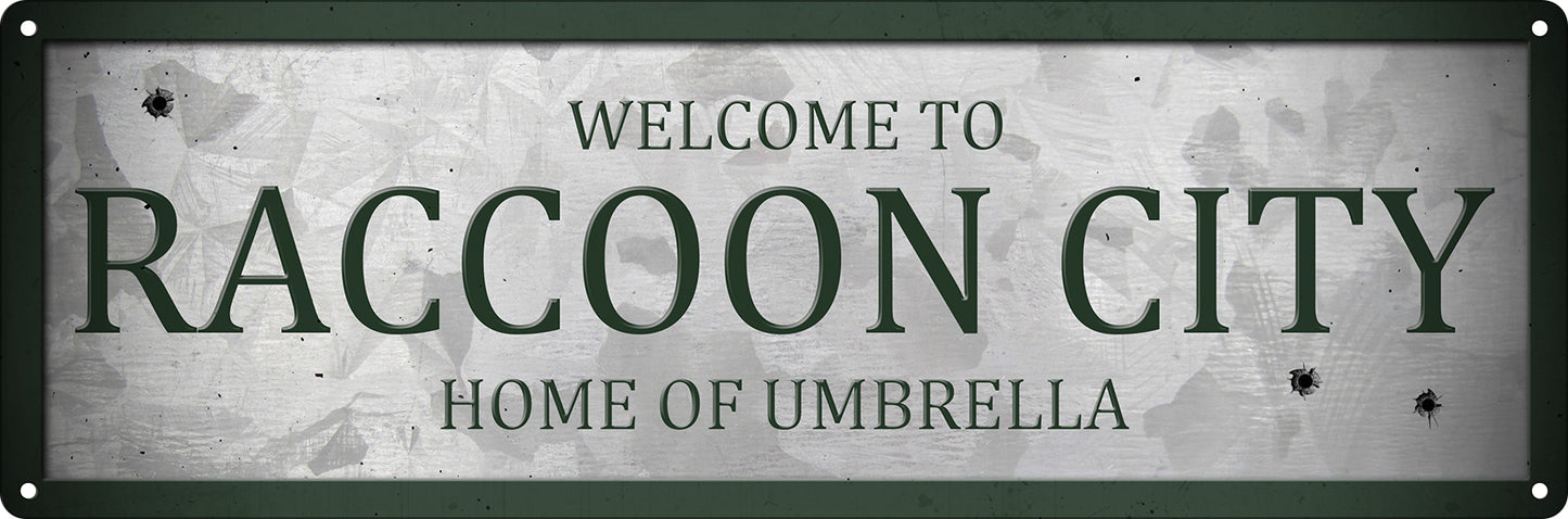 Welcome To Raccoon City Slim Tin Sign