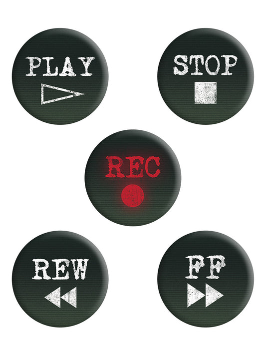 Retro Cassette Buttons Badge Pack