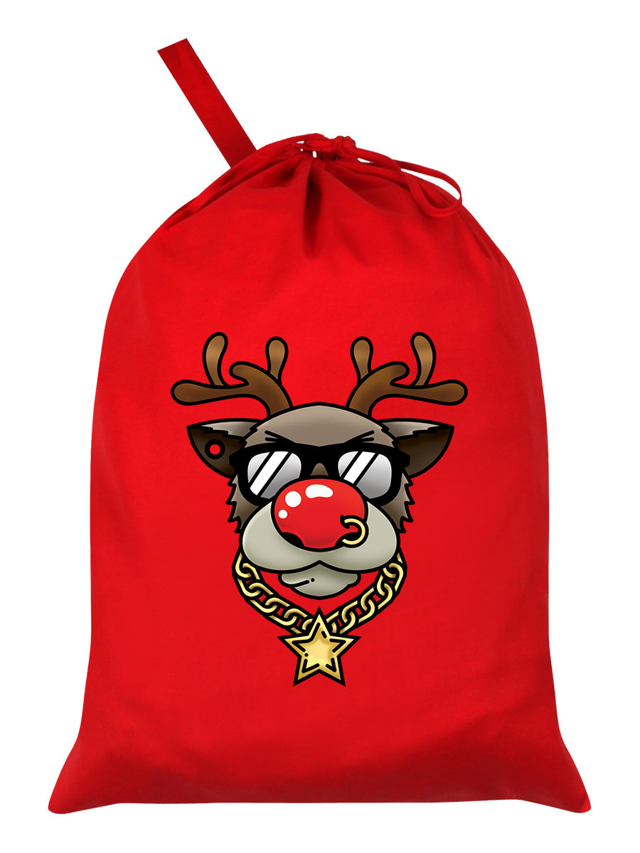 Bling Rudolph Red Santa Sack