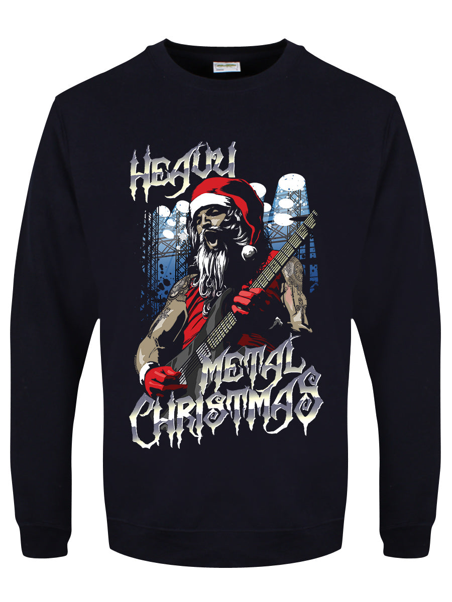 Heavy Metal Christmas Men's Navy Christmas Jumper1