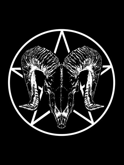 Ram Skull Pentagram Men's Black Hoodie