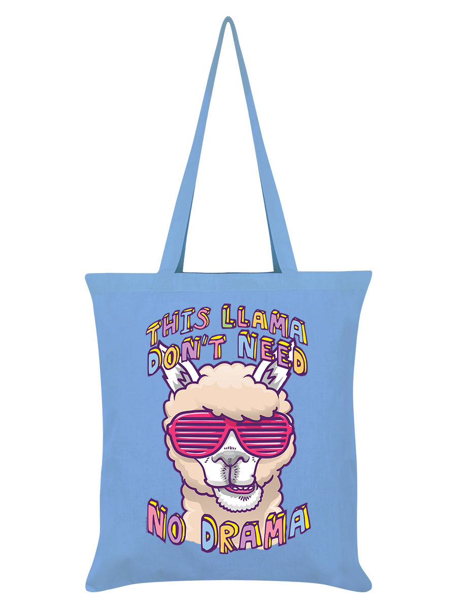 This Llama Don't Need No Drama Sky Blue Tote Bag