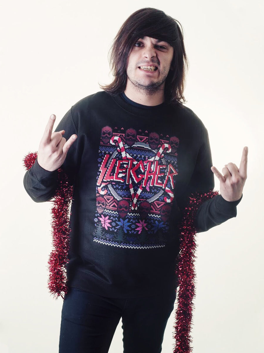 Sleigher Men's Black Christmas Jumper