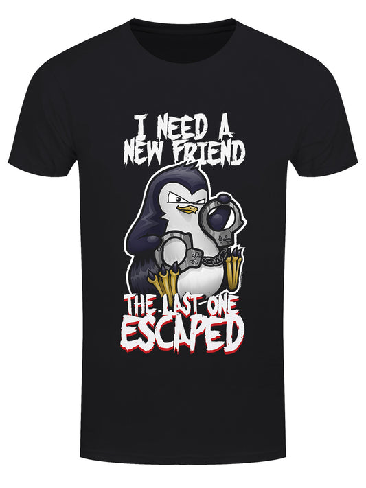 Psycho Penguin I Need A New Friend Men's Black T-Shirt