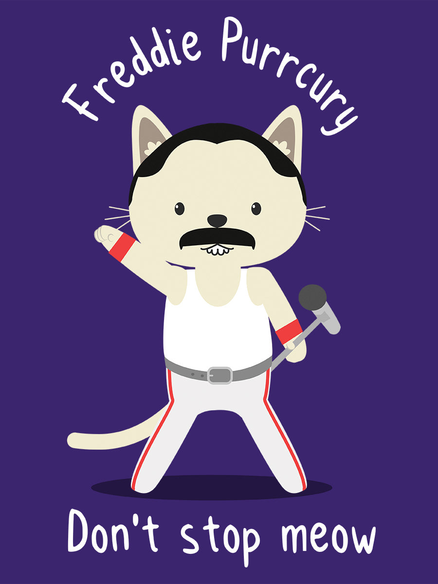 Freddie Purrcury Ladies Purple T-Shirt