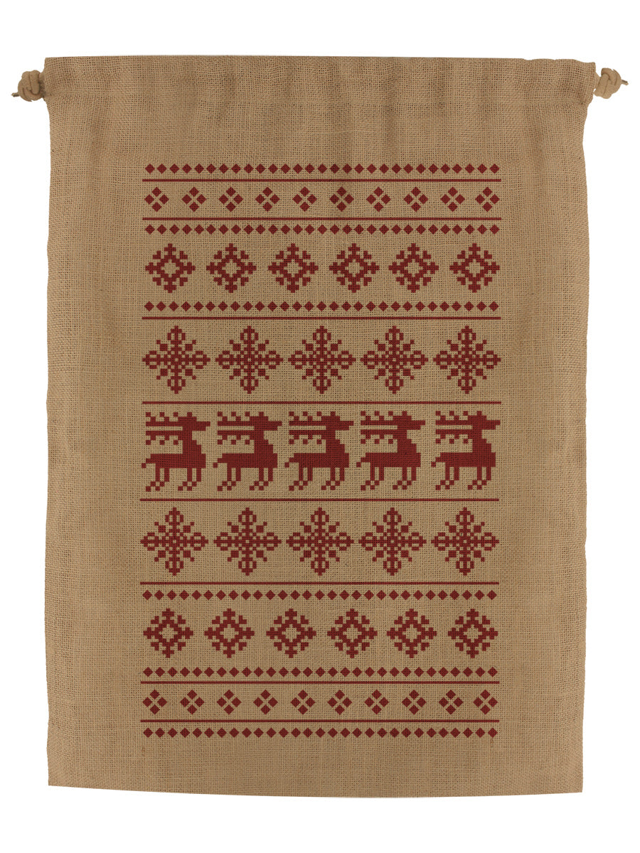 Christmas Reindeer Hessian Santa Sack