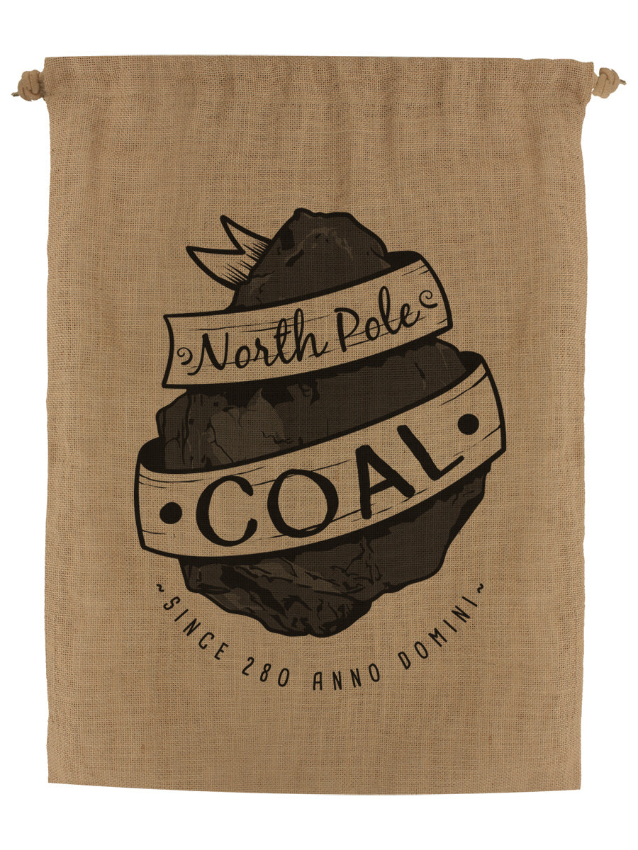 North Pole Coal Hessian Santa Sack