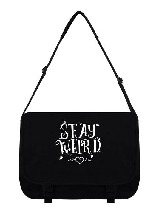 Stay Weird Black Messenger Bag