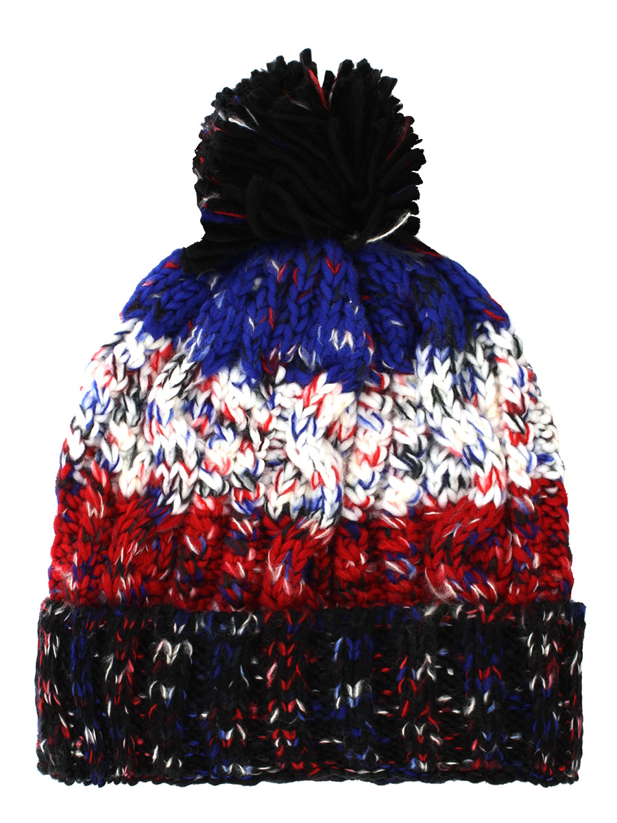 Black Jacks Corkscrew Pom Pom Beanie