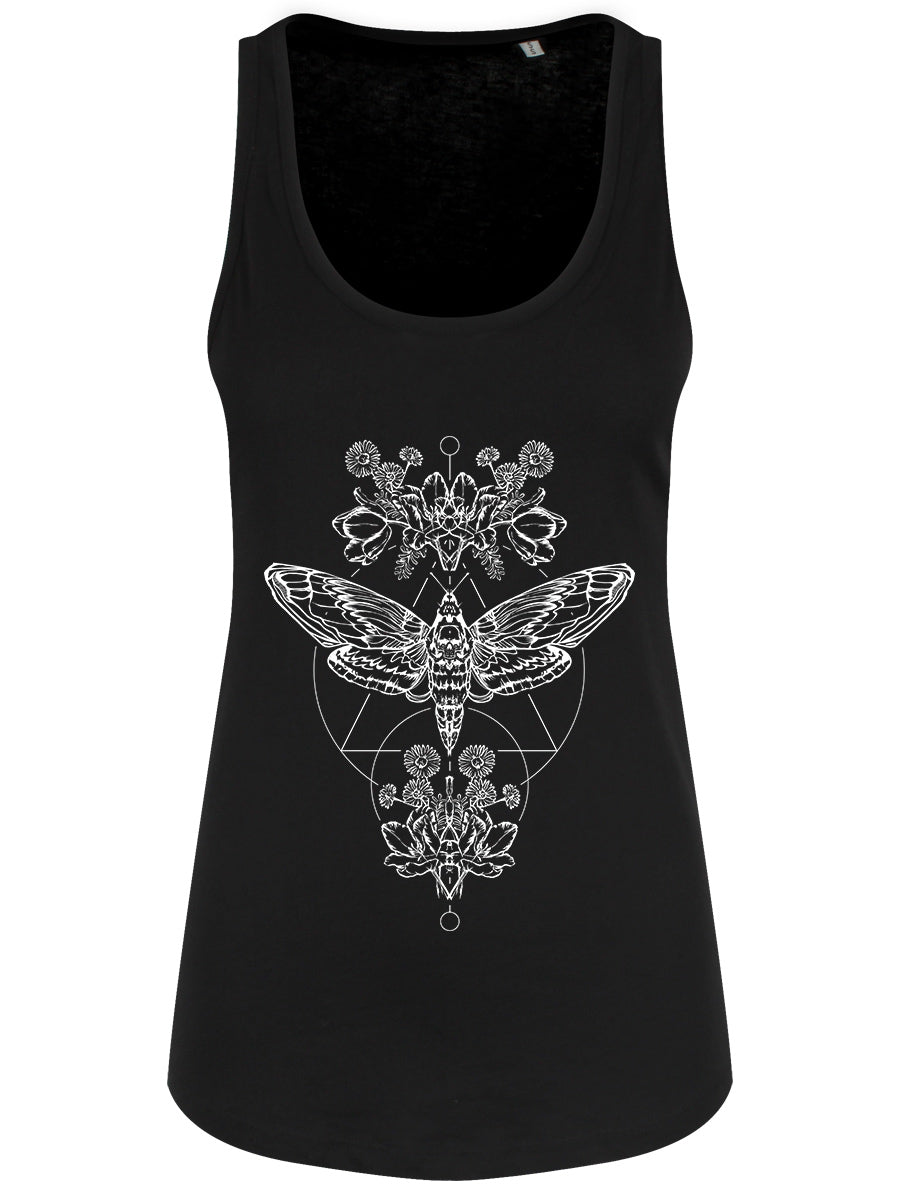 Death Head Moth Ladies Black Floaty Tank