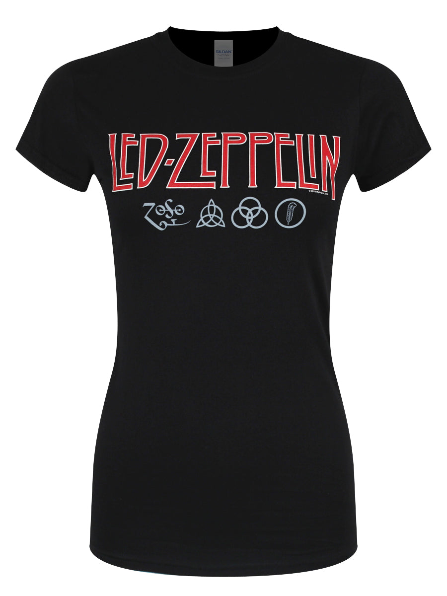 Led Zeppelin Logo and Symbol Ladies Black T-Shirt