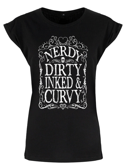 Nerdy Dirty Inked & Curvy Ladies Premium Black T-Shirt