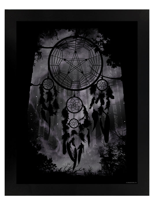 Unorthodox Collective Pentagram Dreamcatcher Black Wooden Framed Print