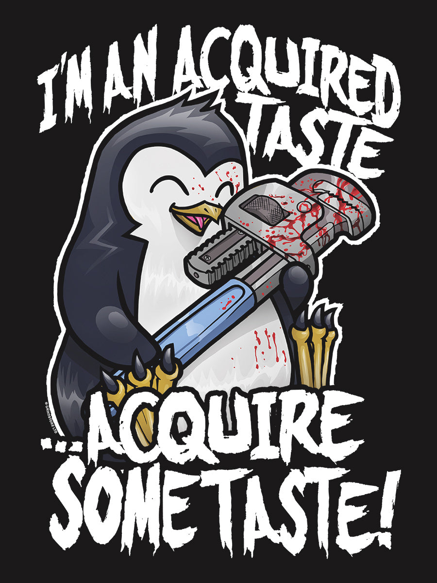 Psycho Penguin Acquire Some Taste! Ladies Black Floaty Tank
