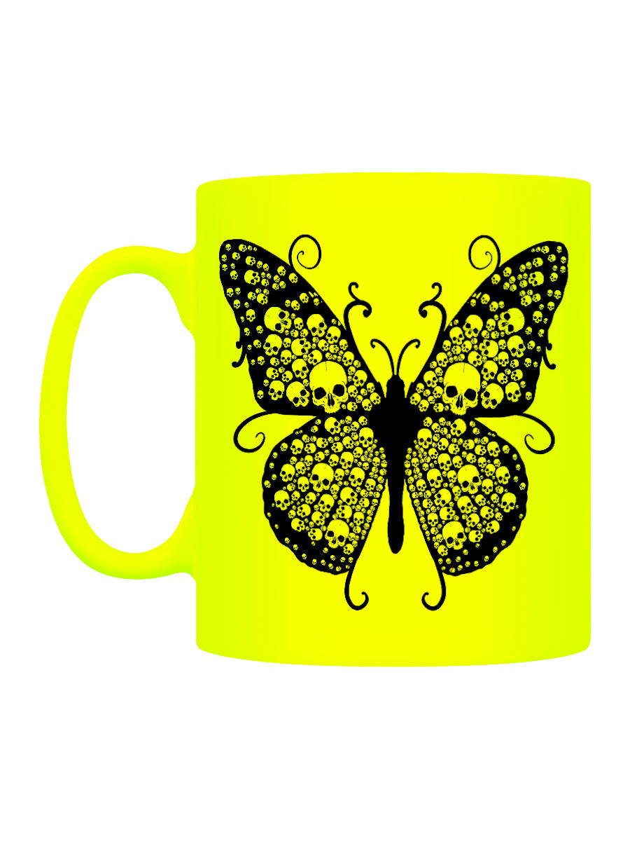 Skull Butterfly Yellow Neon Mug