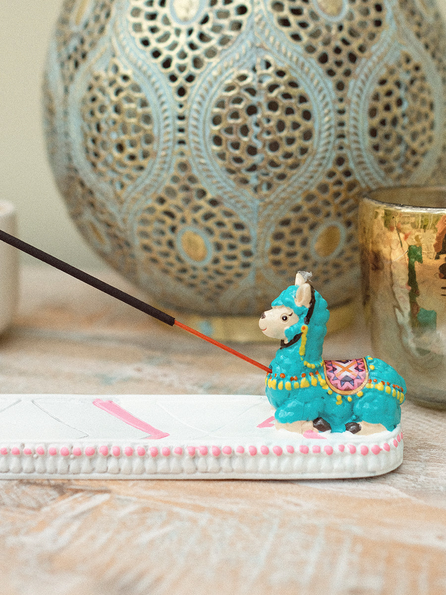 Llama Incense Holder- White