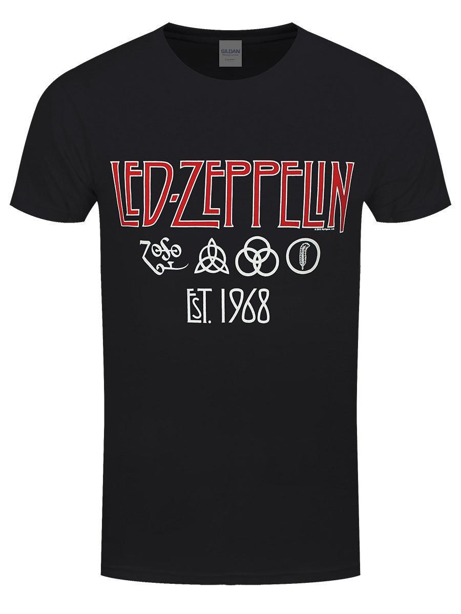 Led Zeppelin Symbols Est 68 Men's Black T-Shirt