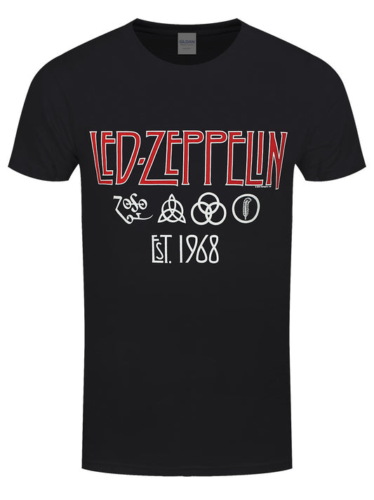 Led Zeppelin Symbols Est 68 Men's Black T-Shirt