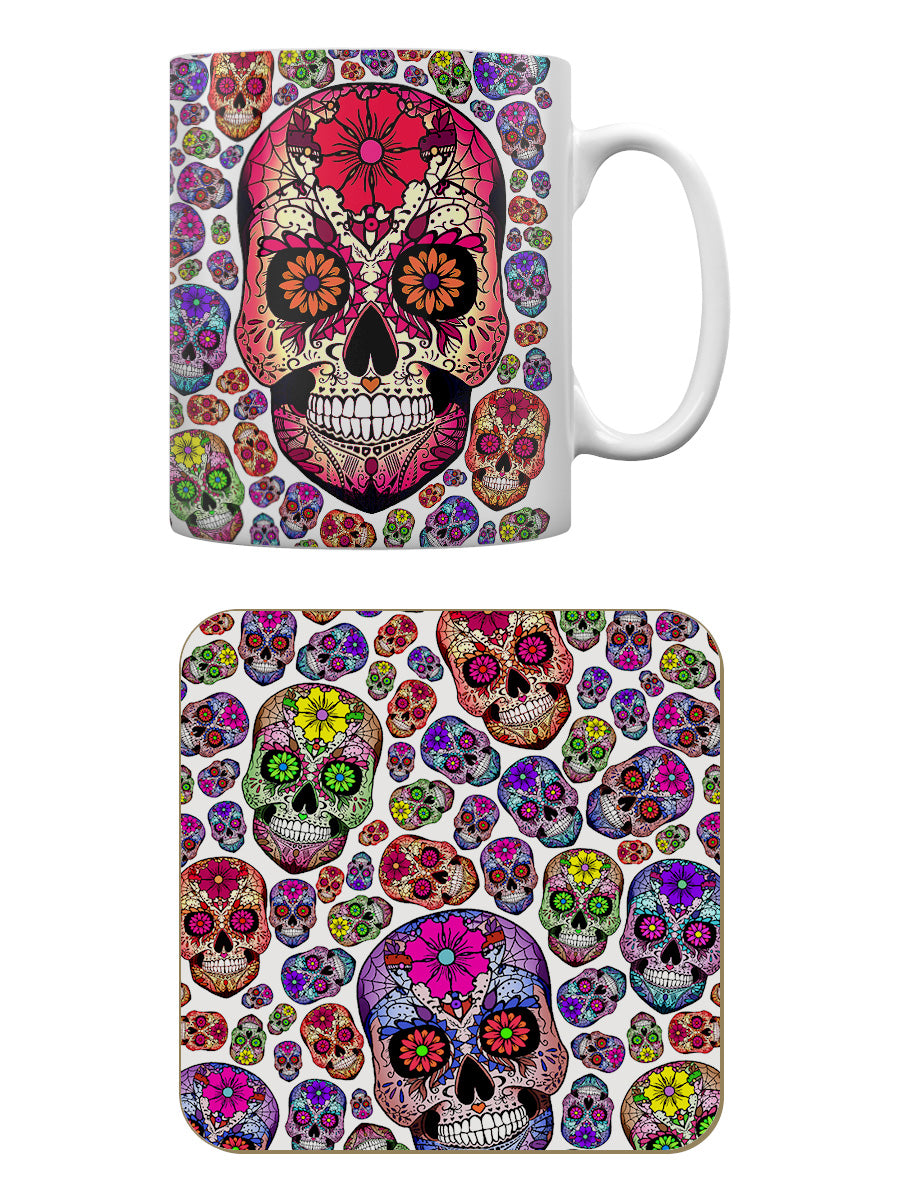 Sugar Skull Carnival Mug & Coaster Set