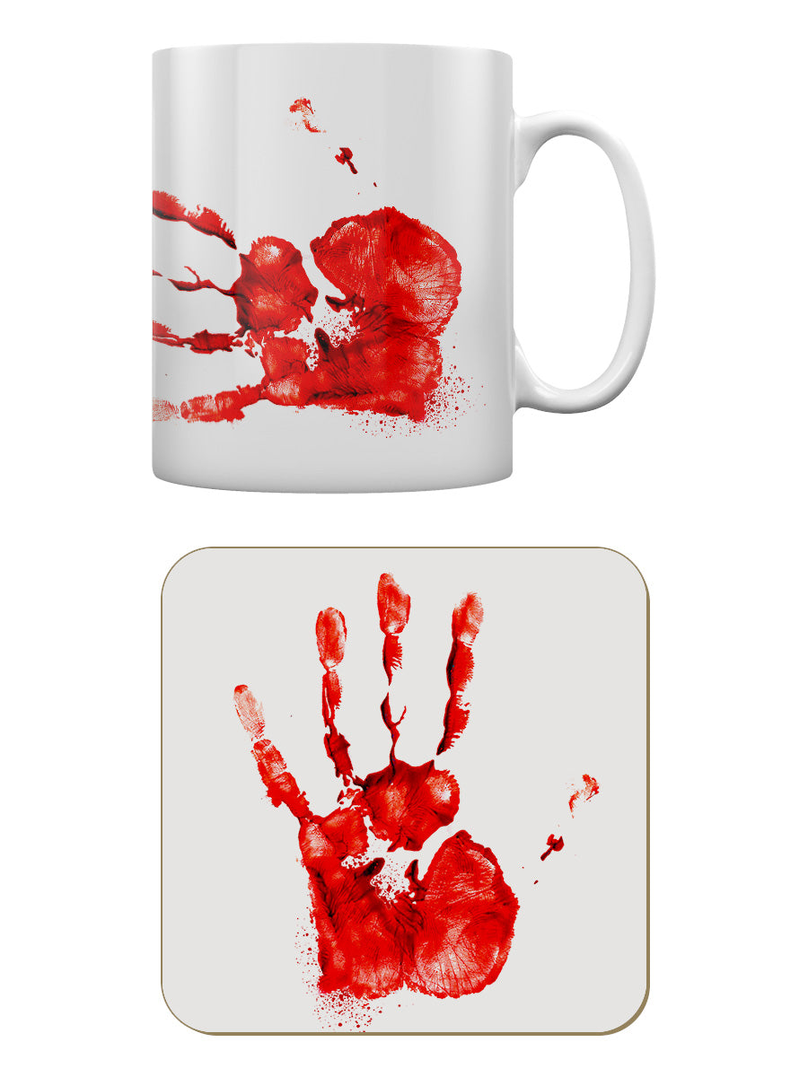 Bloody Hand Print Mug & Coaster Set