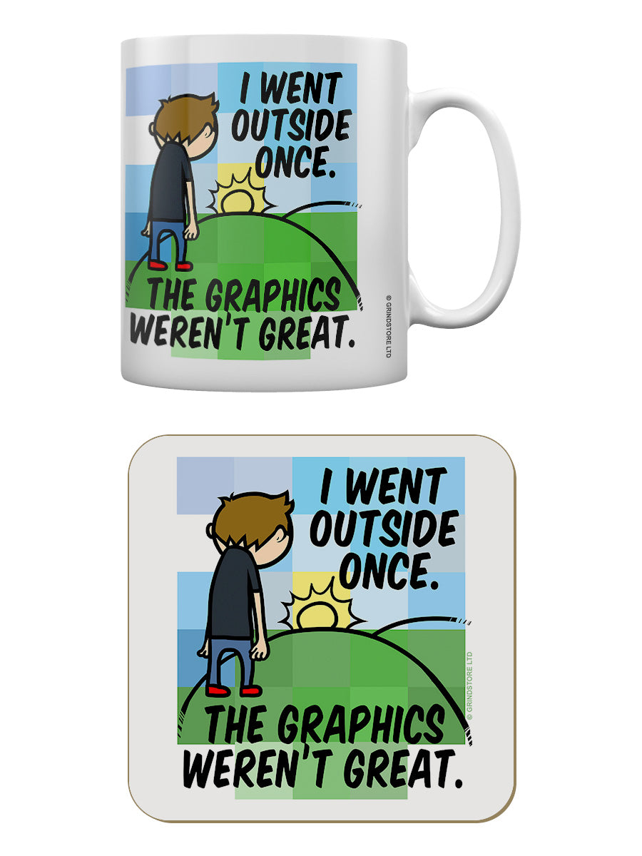 I Went Outside Once The Graphics Weren't Great Mug & Coaster Set