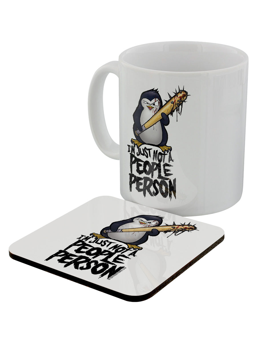 Psycho Penguin Not A People Person Mug & Coaster Set