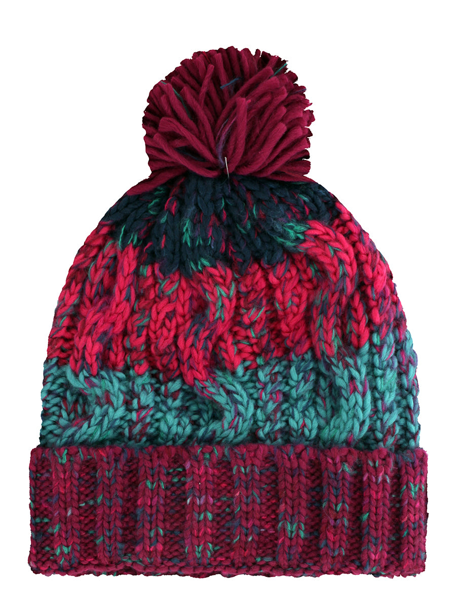 Winter Berries Corkscrew Pom Pom Beanie