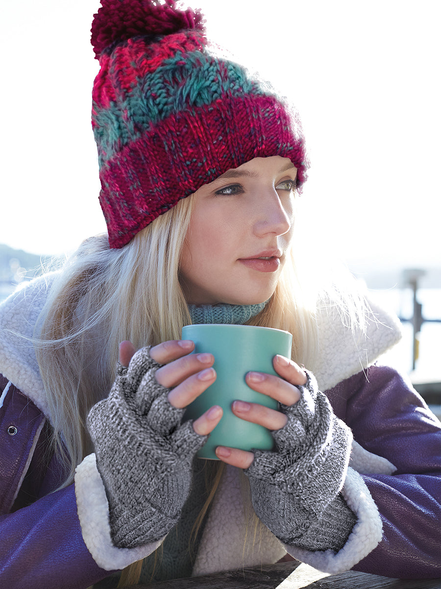 Winter Berries Corkscrew Pom Pom Beanie