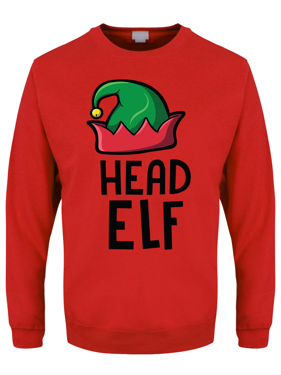 Head Elf Men's Red Christmas Jumper