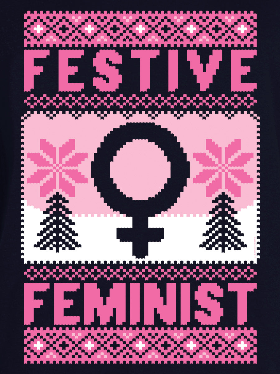 Festive Feminist Ladies Navy Blue Christmas Jumper