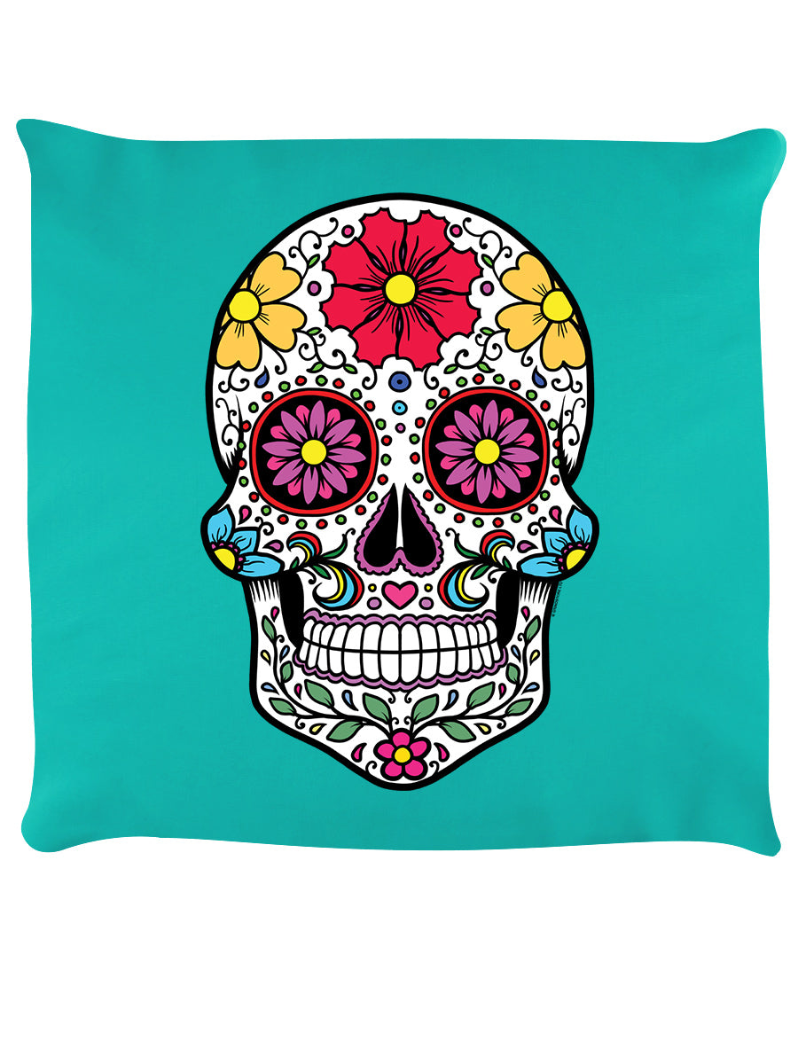 Sugar Skull Turquoise Cushion