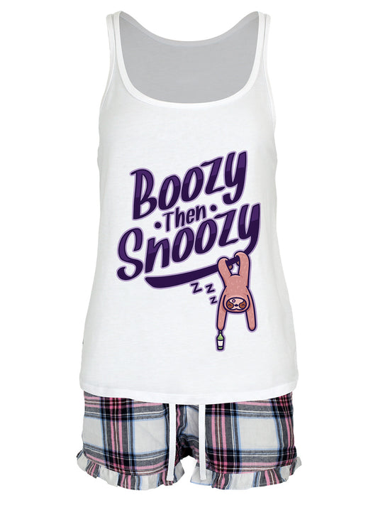 Sleepy Sloth Boozy Then Snoozy Ladies Short Pyjama Set