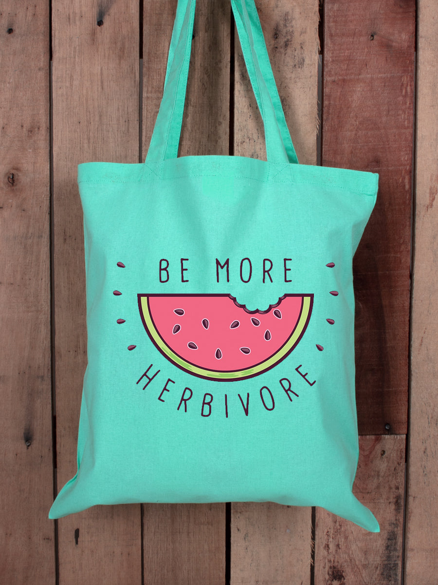 Be More Herbivore Mint Green Tote Bag