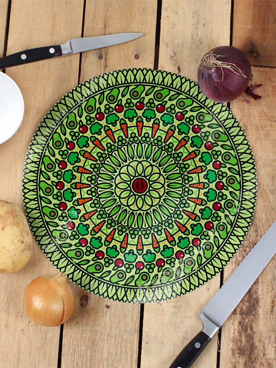 Veggie Spiral Glass Chopping Board