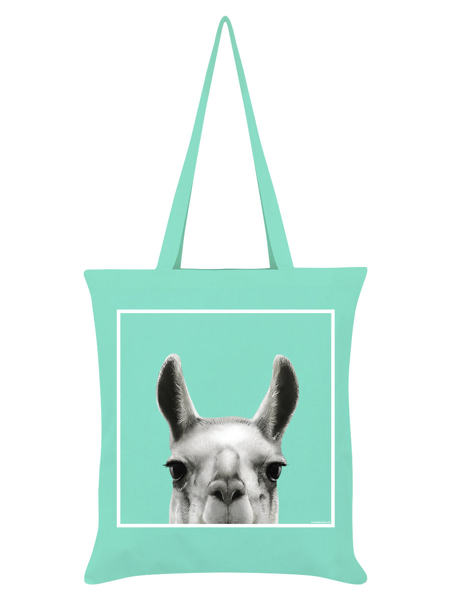 Inquisitive Creatures Llama Mint Green Tote Bag