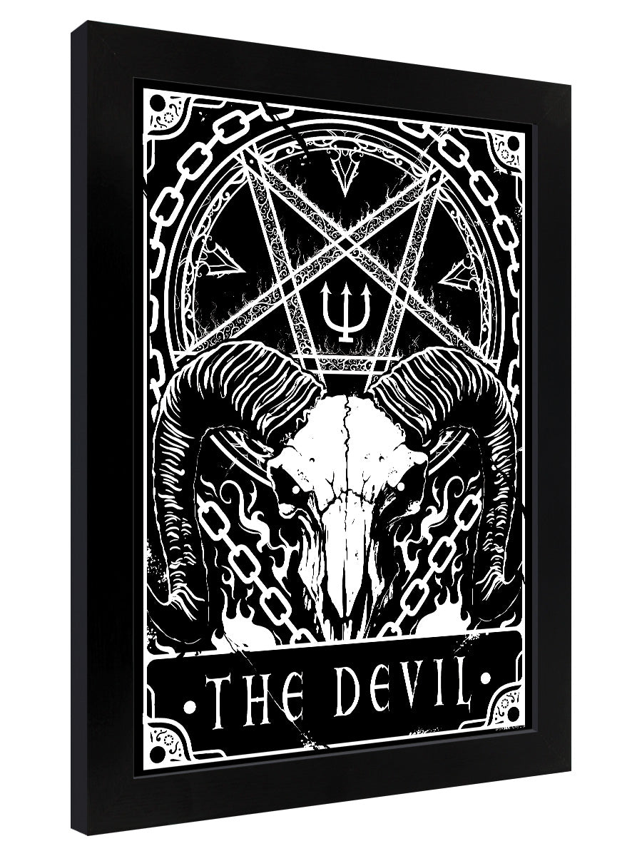 Deadly Tarot - The Devil Black Wooden Framed Print