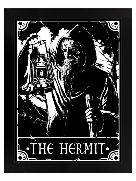 Deadly Tarot - The Hermit Black Wooden Framed Print