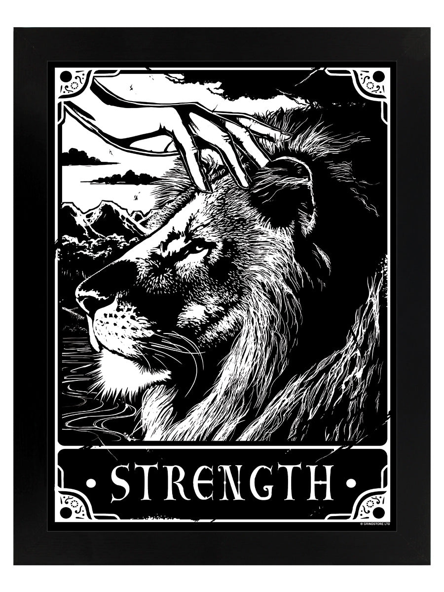 Deadly Tarot - Strength Black Wooden Framed Print