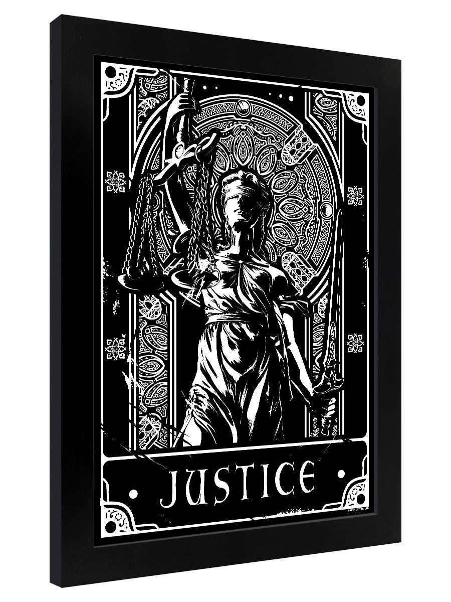 Deadly Tarot - Justice Black Wooden Framed Print