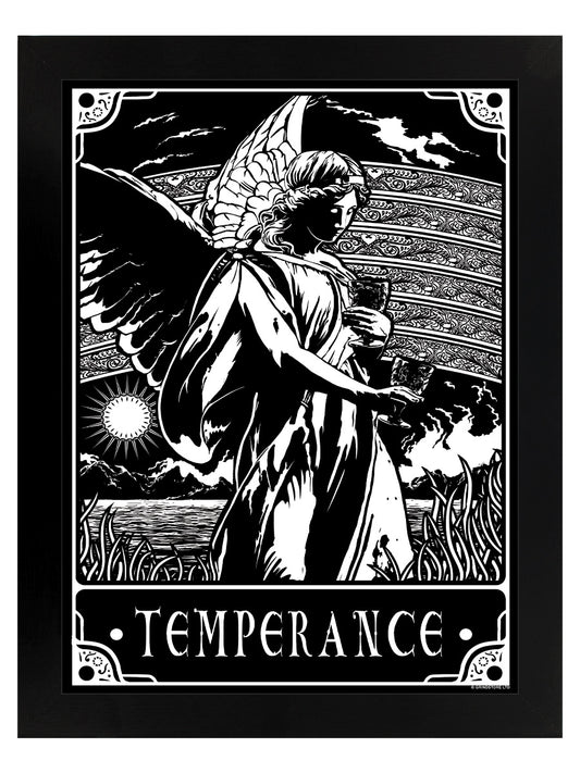 Deadly Tarot Temperance Black Wooden Framed Print