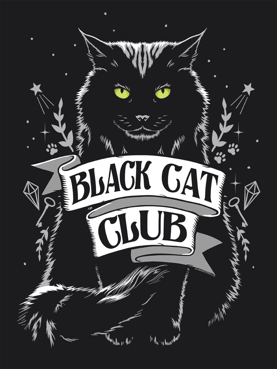 Black Cat Club Ladies Premium Black T-Shirt