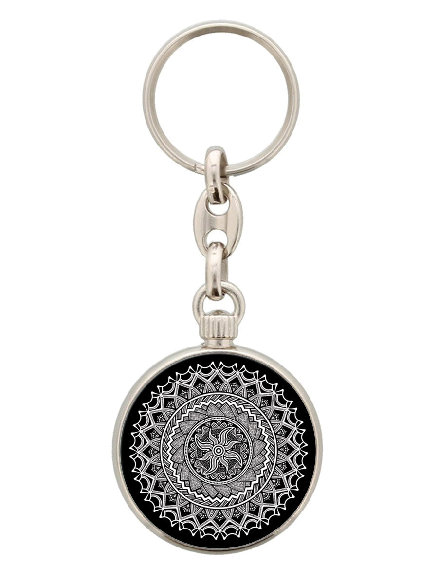 Monochrome Mandala Circular Keyring