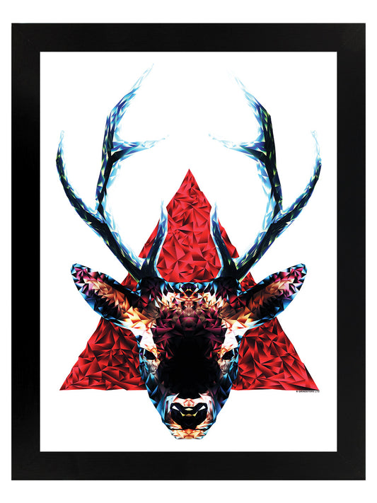 Unorthodox Collective Geometric Stag Black Wooden Framed Print