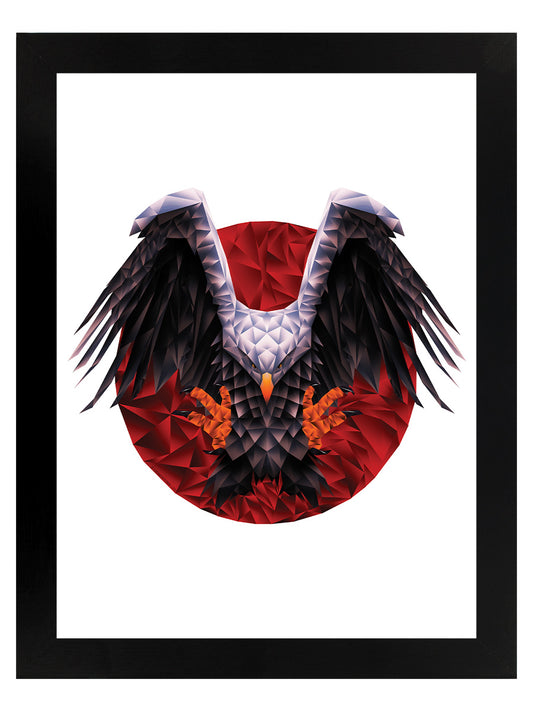 Unorthodox Collective Geometric Eagle Black Wooden Framed Print