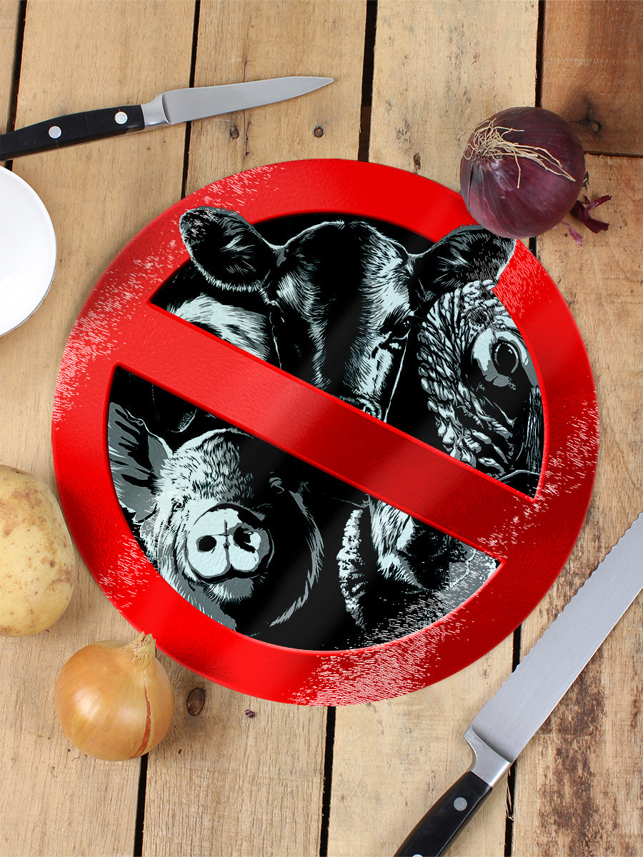 Friends Not Food Glass Vegan Vegetarian Chopping Board