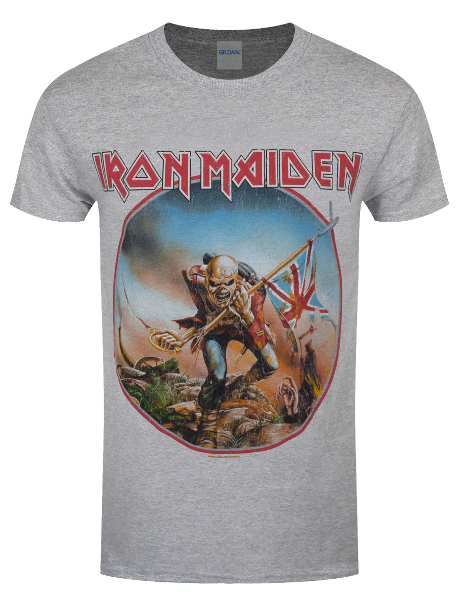 Iron Maiden Trooper Vintage Circle Men's Grey T-Shirt