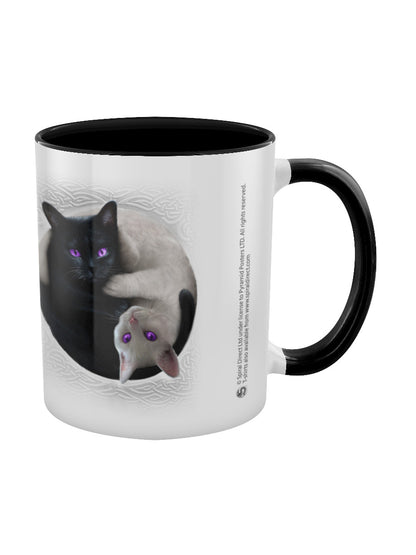 Spiral Yin Yang Cats Black Coloured Inner Mug