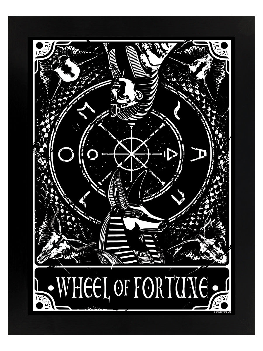 Deadly Tarot - Wheel Of Fortune Black Wooden Framed Print