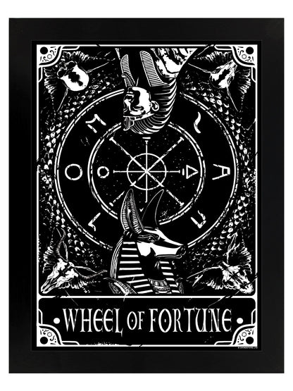 Deadly Tarot - Wheel Of Fortune Black Wooden Framed Print